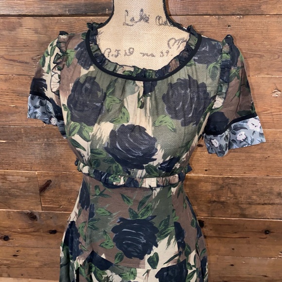 COACH Brown Mixed Print Black Rose Dress - Picture 6 of 6